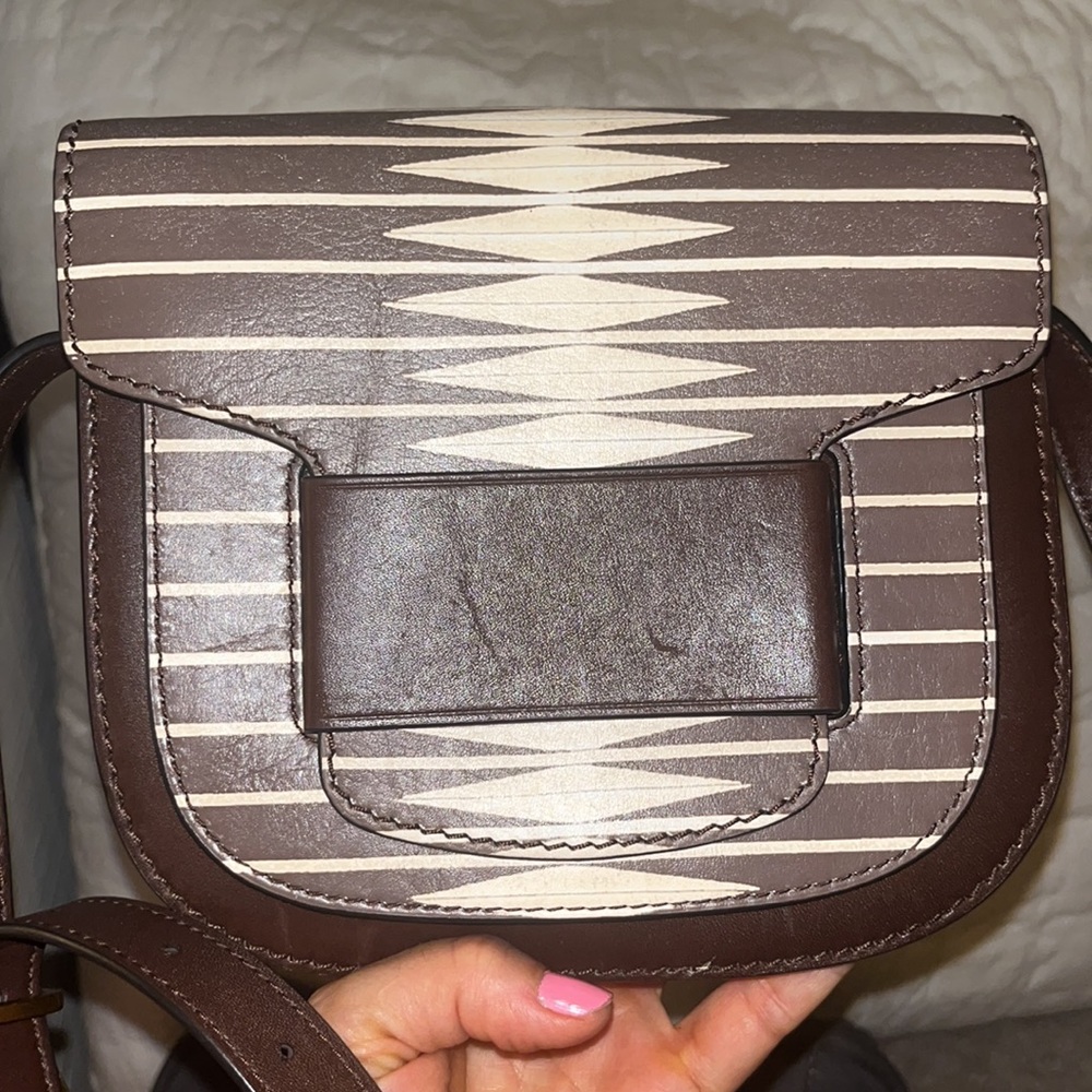 Tory Burch Brown and Cream Patterned Crossbody Bag - Picture 5 of 10